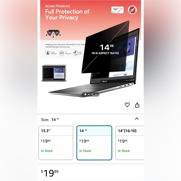 2 Bersem 14” Laptop Privacy Screen 16:9 Ratio Computer Monitor Anti Glare NWT - Picture 4 of 4